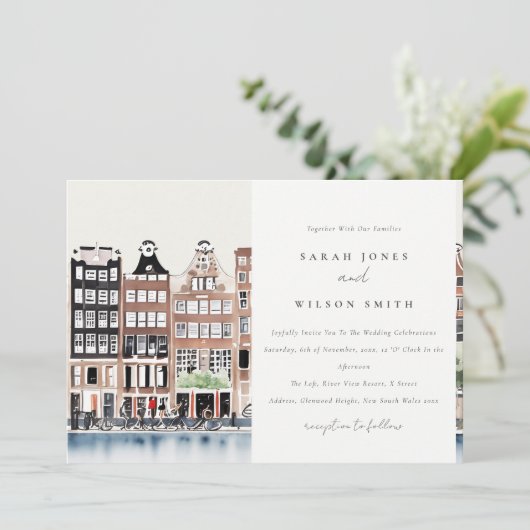 Amsterdam Nederlands landschapslandschap Waterverf Kaart (Staand voorkant)