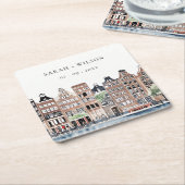 Amsterdam Nederlands landschapslandschap Waterverf Kartonnen Onderzetters (Schuin)