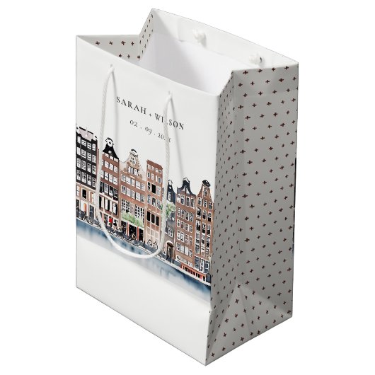 Amsterdam Nederlands landschapslandschap Waterverf Medium Cadeauzakje (Voorkant Gekanteld)