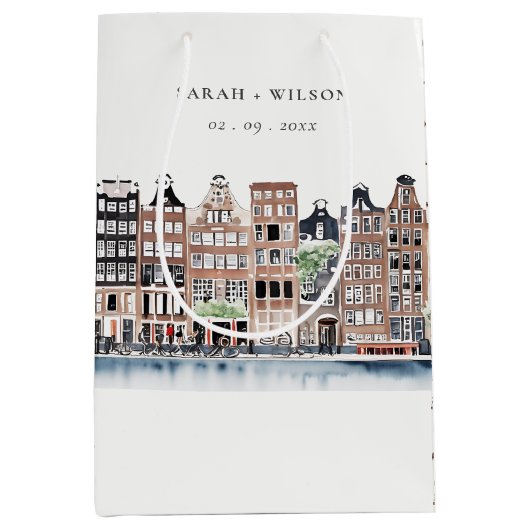 Amsterdam Nederlands landschapslandschap Waterverf Medium Cadeauzakje (Voorkant)