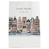 Amsterdam Nederlands landschapslandschap Waterverf Medium Cadeauzakje (Achterkant)