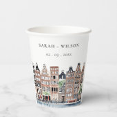 Amsterdam Nederlands landschapslandschap Waterverf Papieren Bekers (Achterkant)