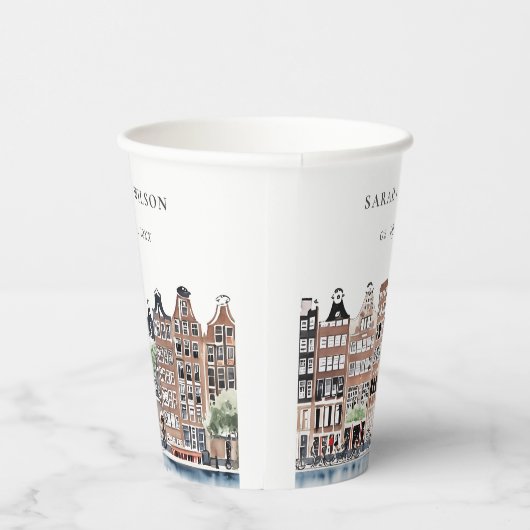 Amsterdam Nederlands landschapslandschap Waterverf Papieren Bekers (Rechts)