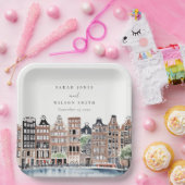 Amsterdam Nederlands landschapslandschap Waterverf Papieren Bordje (Feest)