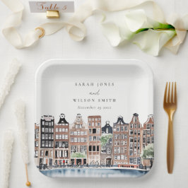 Amsterdam Nederlands landschapslandschap Waterverf Papieren Bordje