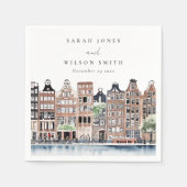 Amsterdam Nederlands landschapslandschap Waterverf Servet (Voorkant)