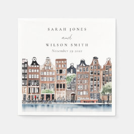 Amsterdam Nederlands landschapslandschap Waterverf Servet