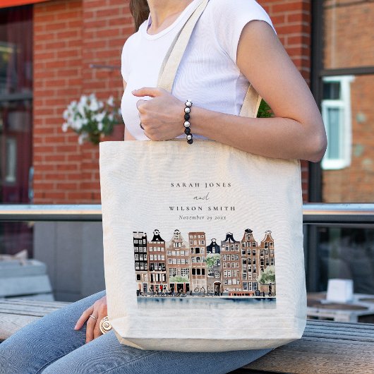 Amsterdam Nederlands landschapslandschap Waterverf Tote Bag
