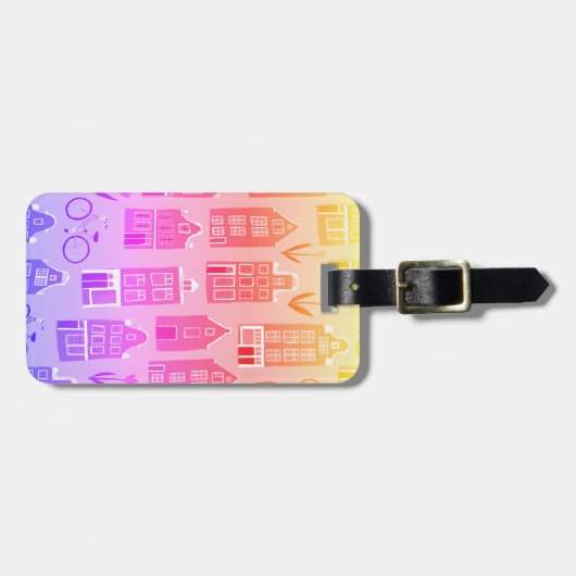 Amsterdam nederlands steentjes fietspatroon bagagelabel (Voorkant horizontaal)