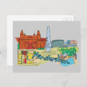 Amsterdam, Nederlandse beroemde stad Briefkaart (Voorkant / Achterkant)