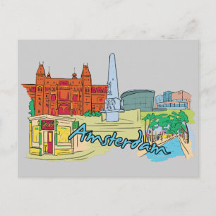 Amsterdam, Nederlandse beroemde stad Briefkaart