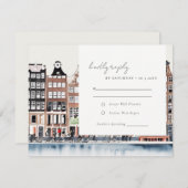 Amsterdam Nederlandse Gracht Watercolor Landschap  RSVP Kaartje (Voorkant / Achterkant)