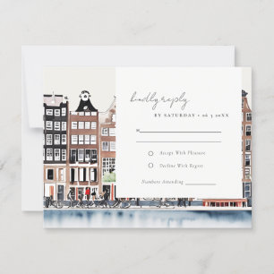 Amsterdam Nederlandse Gracht Watercolor Landschap  RSVP Kaartje
