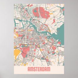 Amsterdam - Nederlandse kaart van de stad Chalk Poster