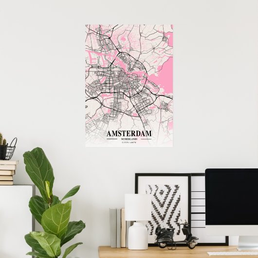 Amsterdam - Nederlandse Neapolitan City Map Poster (Thuiskantoor)