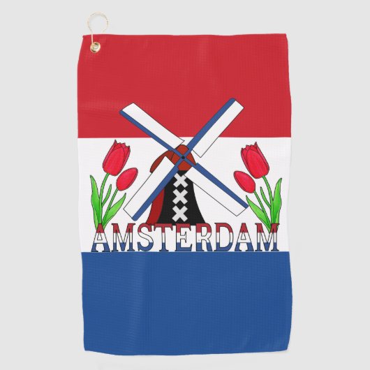 Amsterdam Nederlandse vlag Golfhanddoek (Voorkant)