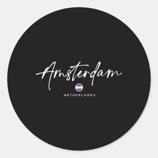 Amsterdam Nederlandse vlag Ronde Sticker (Voorkant)