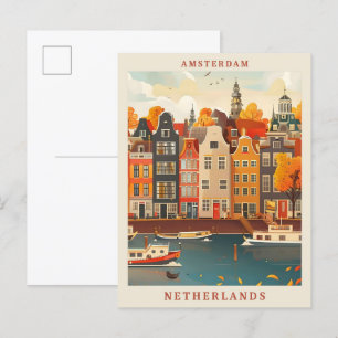 Amsterdam Netherlands Art Elegant Vintage Travel Briefkaart