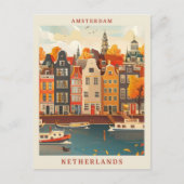 Amsterdam Netherlands Art Elegant Vintage Travel Briefkaart (Voorkant)