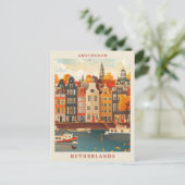 Amsterdam Netherlands Art Elegant Vintage Travel Briefkaart (Staand voorkant)