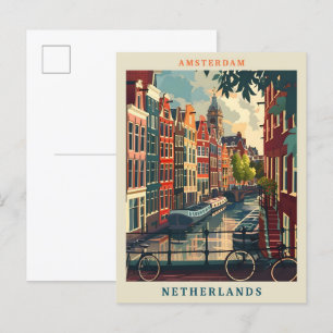 Amsterdam Netherlands Art Elegant Vintage Travel Briefkaart
