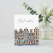 Amsterdam Netherlands Illustration Briefkaart (Staand voorkant)