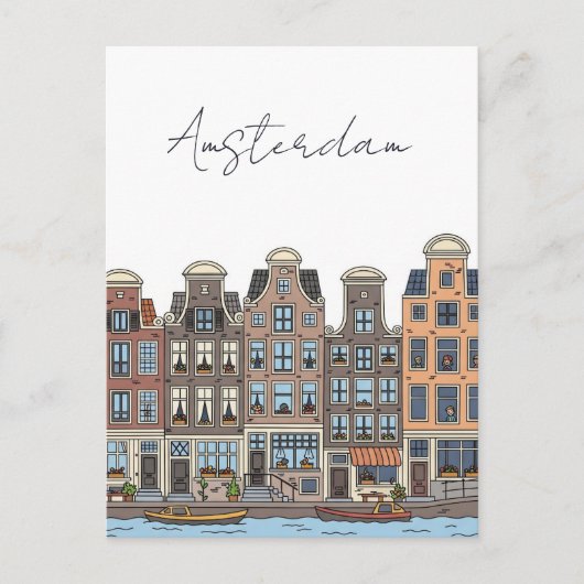 Amsterdam Netherlands Illustration Briefkaart (Voorkant)
