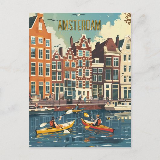 Amsterdam Netherlands Travel Briefkaart (Voorkant)