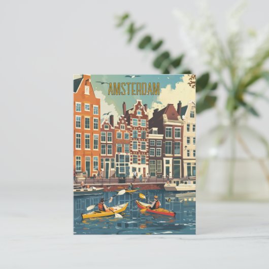 Amsterdam Netherlands Travel Briefkaart (Staand voorkant)