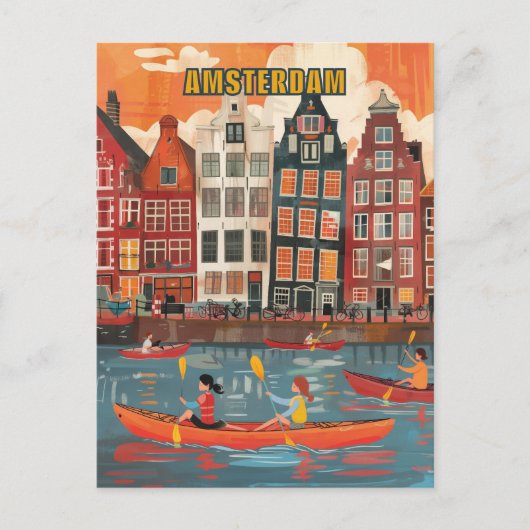 Amsterdam Netherlands Travel Briefkaart (Voorkant)