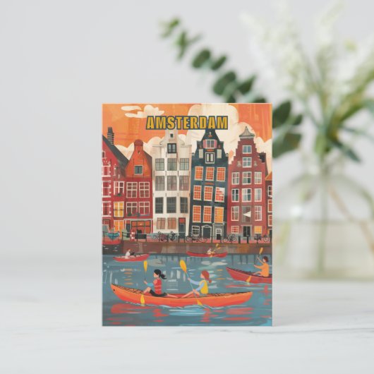 Amsterdam Netherlands Travel Briefkaart (Staand voorkant)