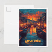 Amsterdam Netherlands Vintage Illustration Travel Briefkaart (Voorkant / Achterkant)