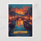 Amsterdam Netherlands Vintage Illustration Travel Briefkaart (Voorkant)