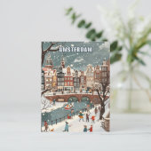 Amsterdam Netherlands Winter Travel Briefkaart (Staand voorkant)