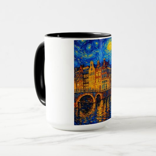 Amsterdam Night Mug – Van Gogh Inspired Canal Ligh Mok (Voorkant links)