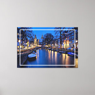 Amsterdam Night Wallpaper-67657 Canvas Afdruk