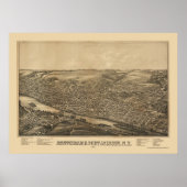 Amsterdam, NY Panoramic Map - 1881 Poster (Voorkant)