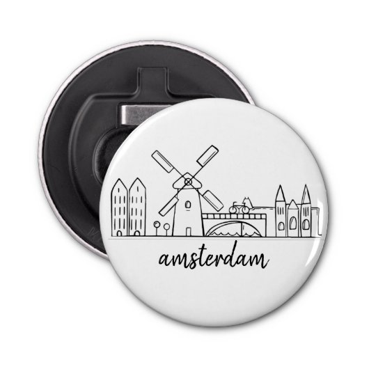 Amsterdam openslant button flesopener (Voorkant)
