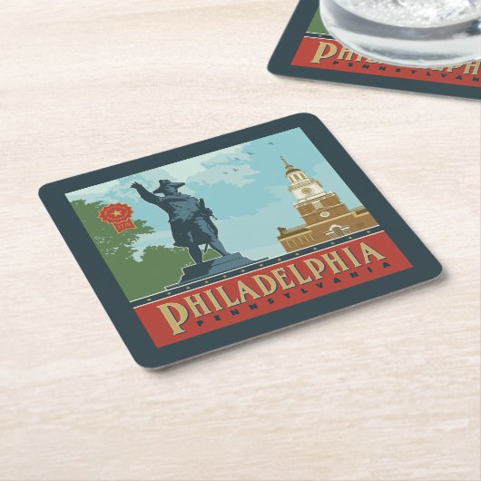 Amsterdam, PA | Independence Hall Kartonnen Onderzetters (Schuin)