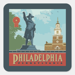 Amsterdam, PA   Independence Hall Vierkante Sticker