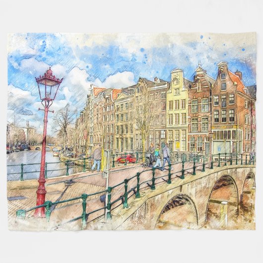 AMSTERDAM PAINTING FLEECE DEKEN (Voorkant (Horizontaal))