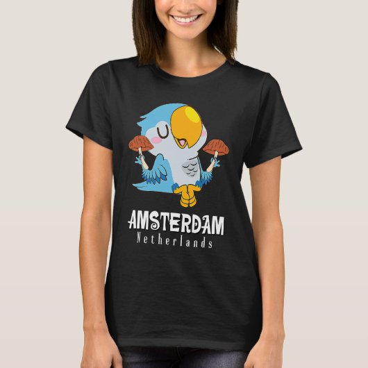 Amsterdam Parakeet Mushroom Holland The Netherland T-shirt (Voorkant)