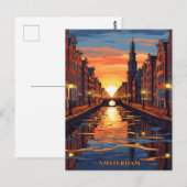 Amsterdam Postcard Holland Vintage Travel Briefkaart (Voorkant / Achterkant)