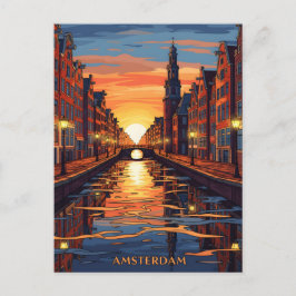 Amsterdam Postcard Holland Vintage Travel Briefkaart