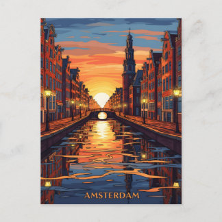 Amsterdam Postcard Holland Vintage Travel Briefkaart