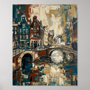 Amsterdam Poster Luxe Abstracte Olie Schildering