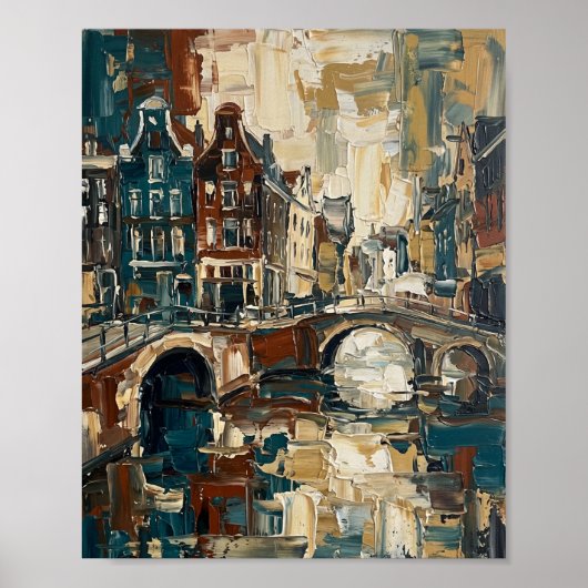 Amsterdam Poster Luxe Abstracte Olie Schildering (Voorkant)