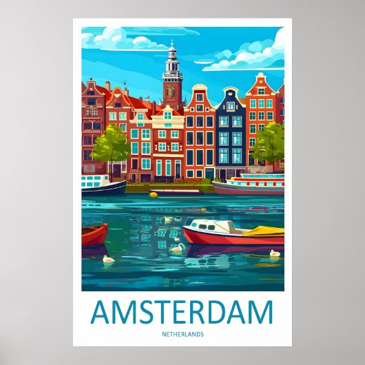Amsterdam Poster Ski Nationaal Reizen 2Vintage Par (Voorkant)