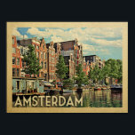 Amsterdam Poster Vintage Travel Print Nederland<br><div class="desc">Amsterdam poster met een mooi kanaal op de Nederlandse Scène in Nederland. Voor Amsterdam Vintage Travel Posters of Nederlandse geschenken maakt deze kunstfoto het perfecte souvenir of memento.</div>