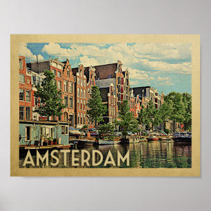 Amsterdam Poster Vintage Travel Print Nederland